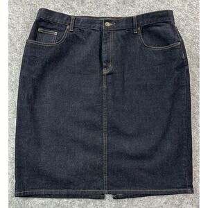 Ralph Lauren Women's Below the Knee Blue Denim Straight Skirt sz 14W (15634)